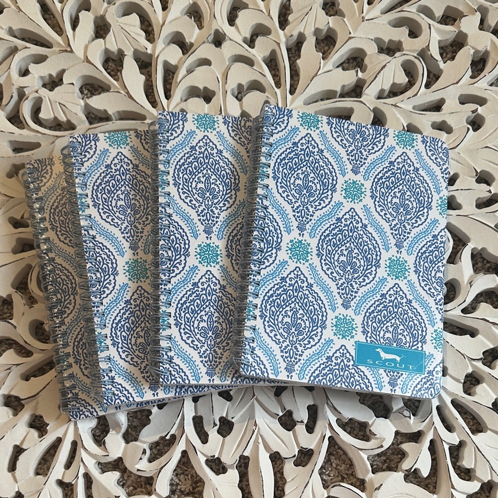 Scout Blue and White Paisley Notebooks set of 4 NWT